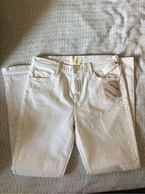 MOTHER Superior Straight-Leg White Jeans
